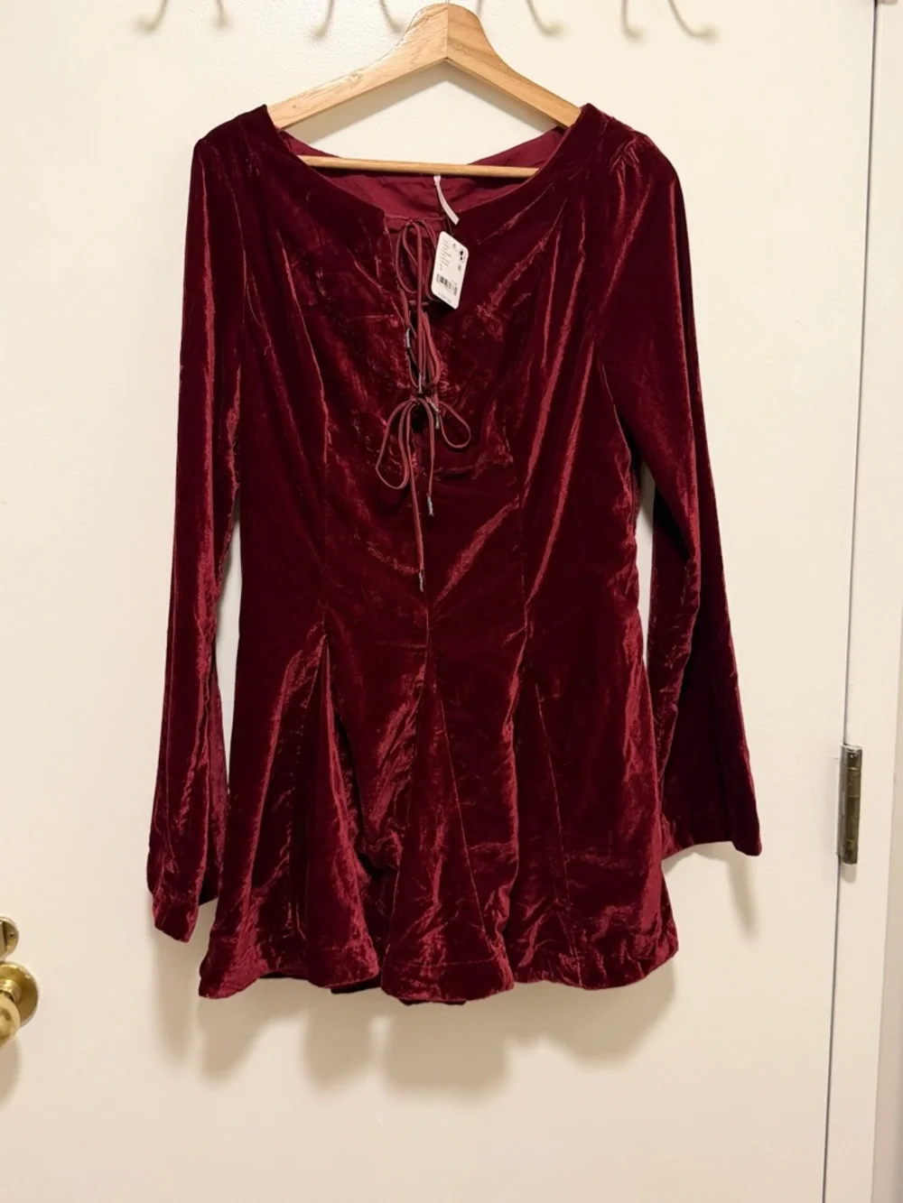 Free People Velvet Lace-Up mini velvet dress, NWT see listing - Picture 2 of 16